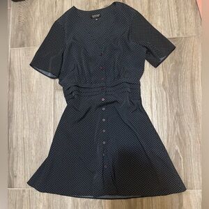 Topshop Black and White Polka Dot Midi Dress